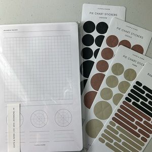 Cloth and paper Progress Tracker notepad + bar & pie chart progress stickers!